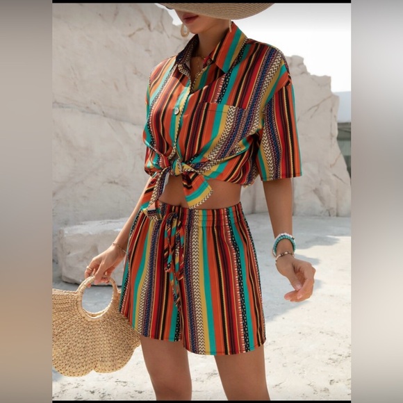 Colorful Striped Two-Piece Set - Picture 3 of 8